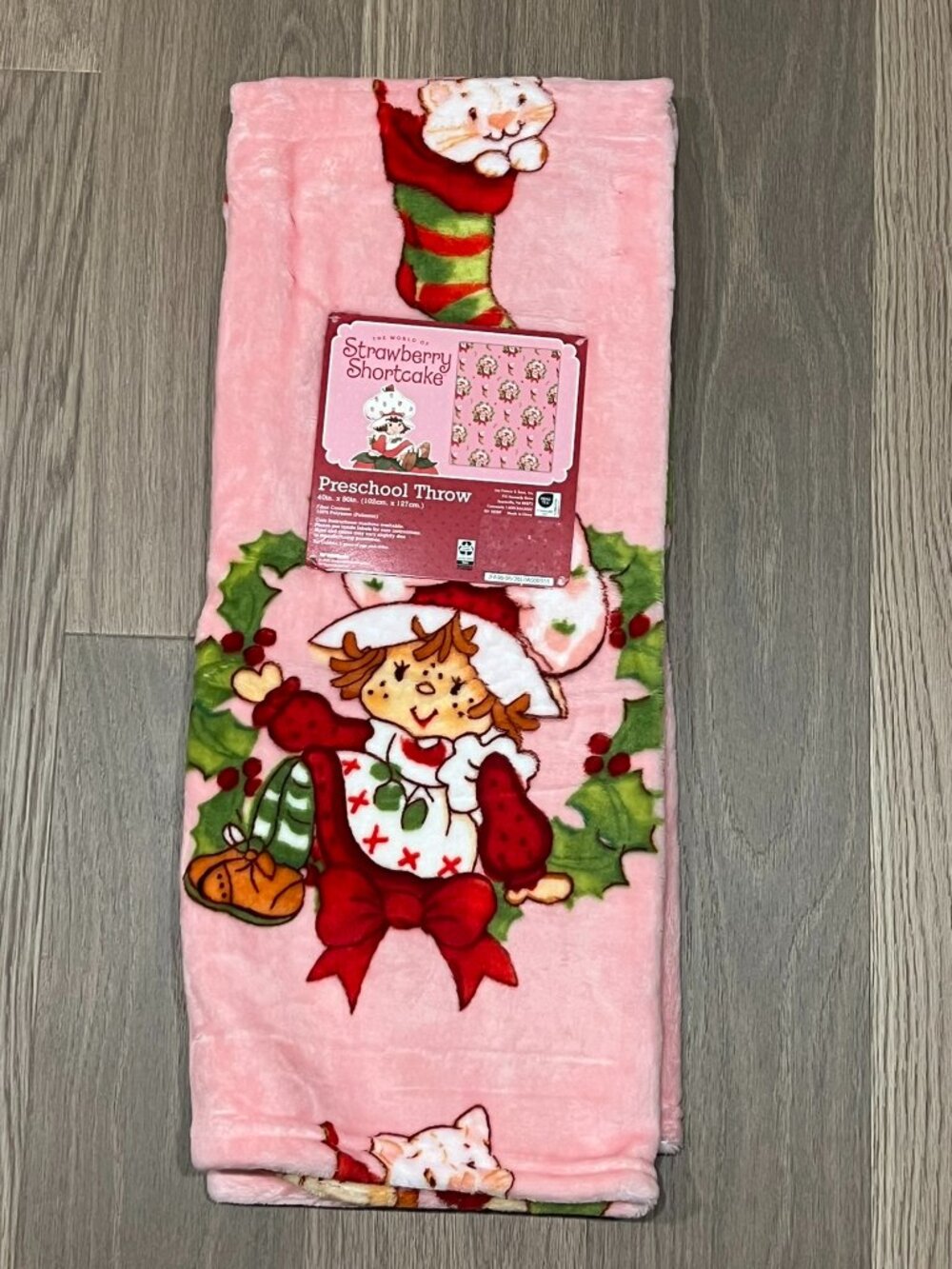 STRAWBERRY SHORTCAKE Preschool Toddler Kids Throw Blanket 40x50 Christmas Cat